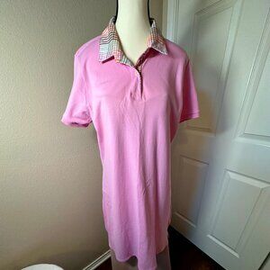 Lands End Women's short sleeve polo dress, Pink, Size Large